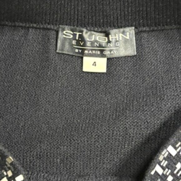 St. John Evening Navy by Marie Gray Navy Sequin 2-Piece Skirt Suit, Sz 4 - Picture 3 of 6